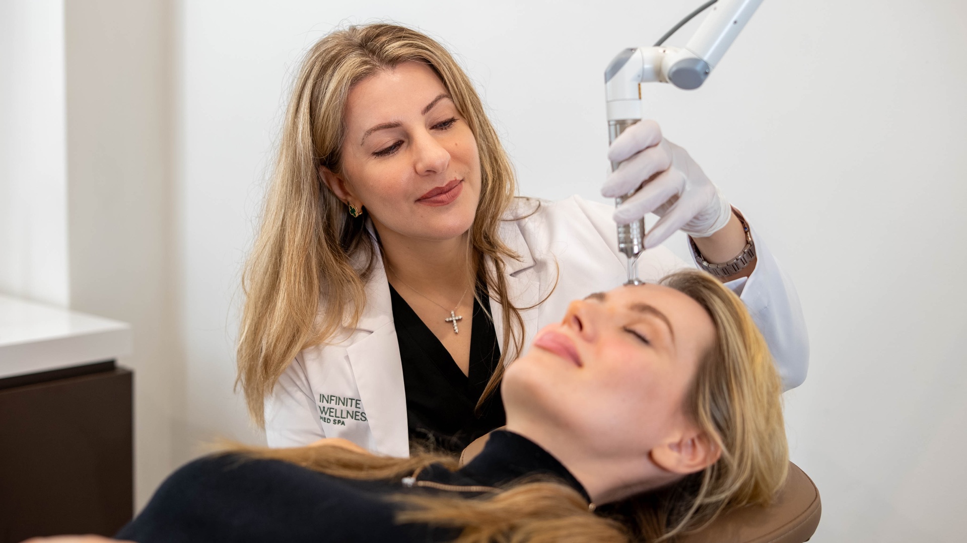 Emelia precisely performing an advanced clinical treatment